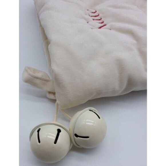 Pottery Barn Kate Faux Sheepskin with Bells Christmas Holiday Stocking Cream - Picture 4 of 11